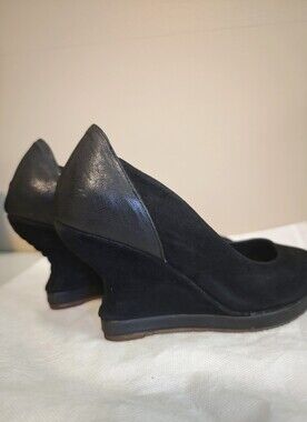 Black Suede Wedge Pumps - Women's Comfort Heels